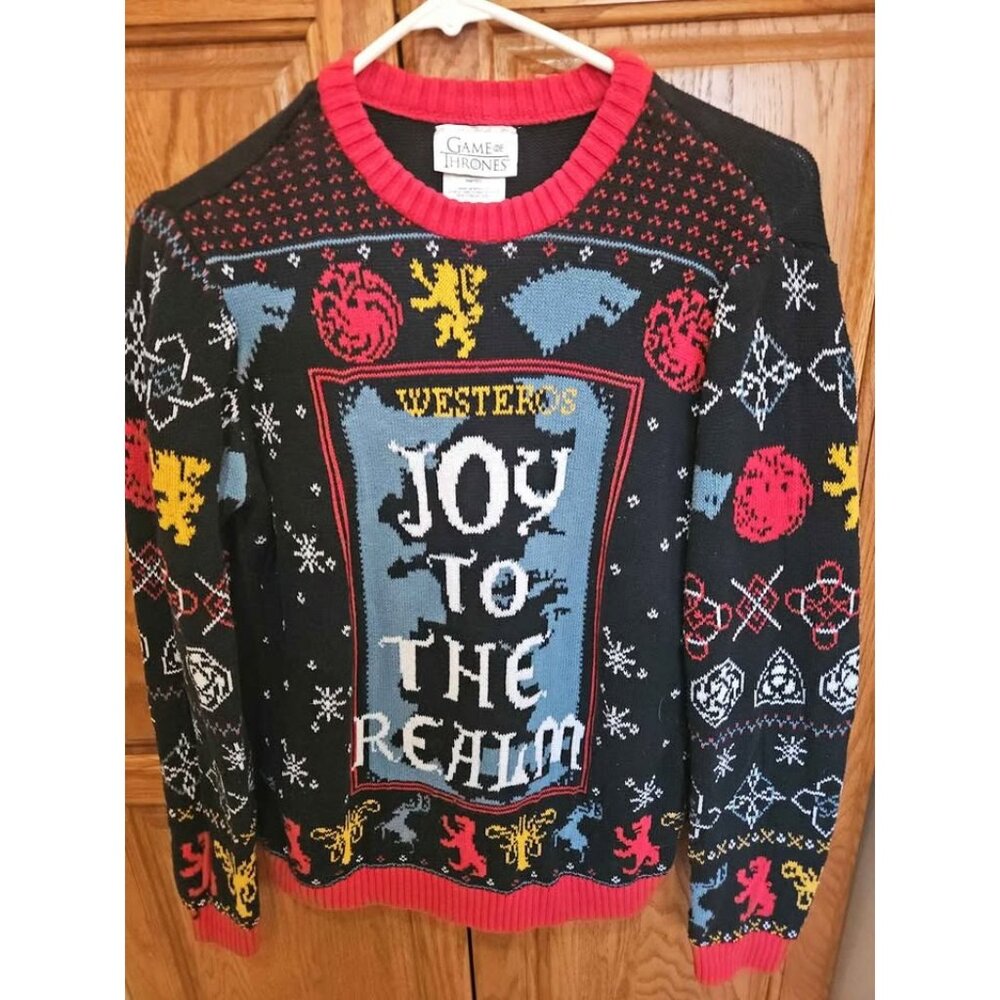 Mens Size Small Game of Thrones (GOT) Joy to the Realm Ugly Christmas Sweater